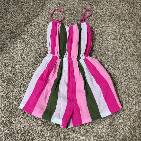 Janie and Jack Pink Striped Romper for Girls Size 12 - Picture 6 of 7